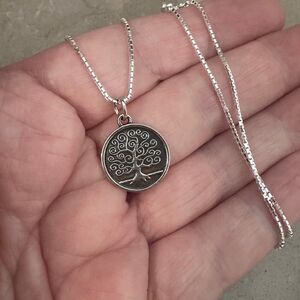 Sterling Silver Tree of Life Necklace-Double Sided Pendant
